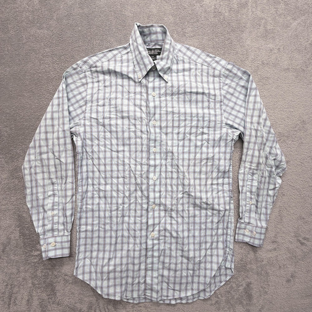Brooks Brothers Country Club Shirt Mens S Green Plaid Long Sleeve Button Up